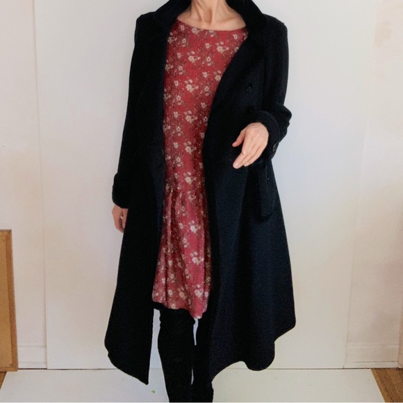 Phi Long Black Wool Coat with Pockets🌹 - Picture 4 of 12